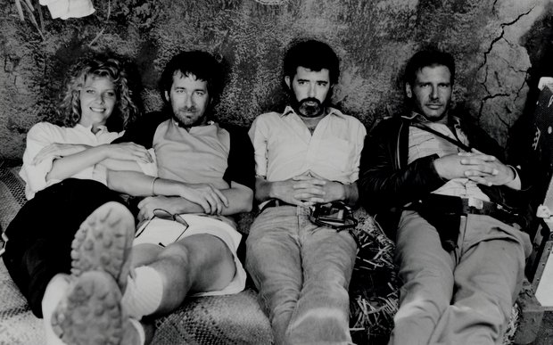 harrison ford george lucas steven spielberg and kate capshaw in indiana jones and the temple of doom 1984 large picture