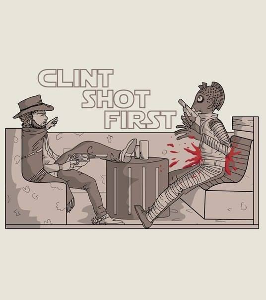 Clint shot first