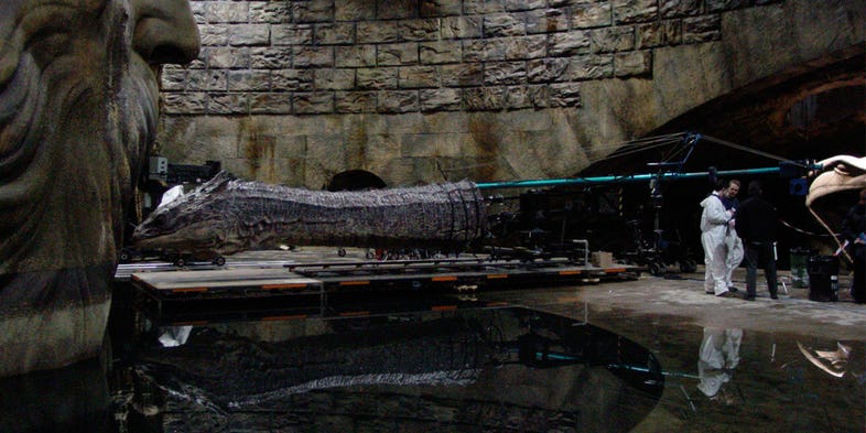 Basilisk Behind the Scenes in Chamber of Secrets