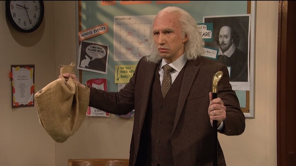 adam driver plays an incredibly old parent in great saturday night live sketch social