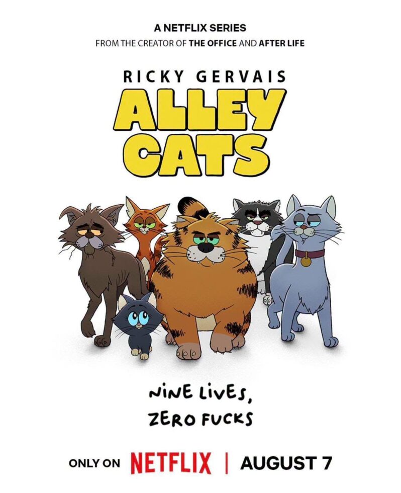 Ricky Gervais rajzolt kövér cicaként is vicces, itt az új sorozatának, a Kóbor macskák bandájának trailere 1 kobor macskaka bandaja